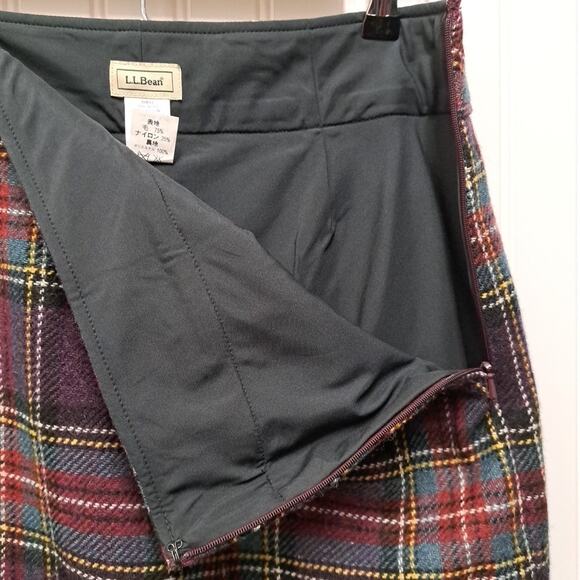 LL Bean Pencil Skirt Womens 12P Purple Plaid Wool Blend Tweed Academia Preppy - Picture 6 of 14
